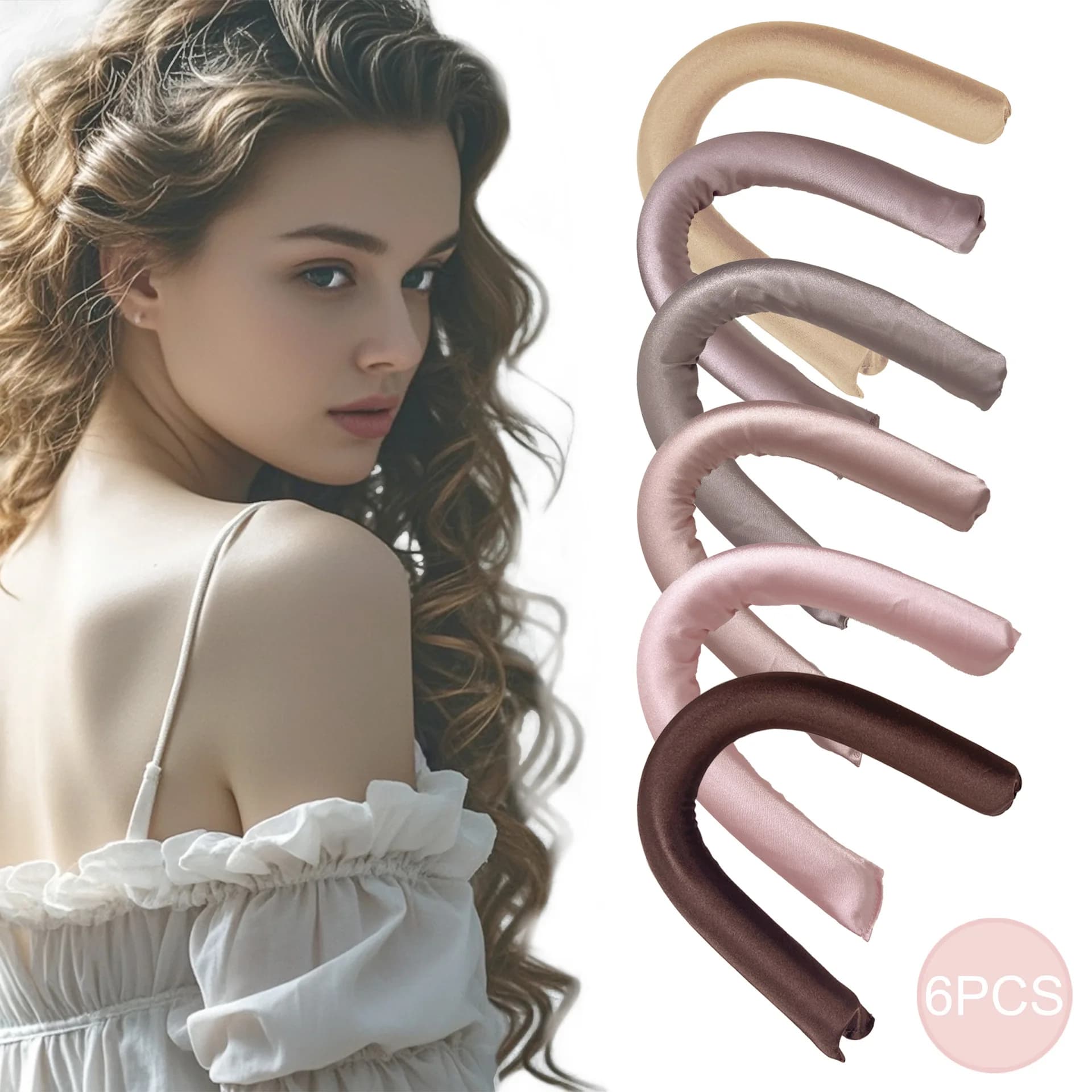 Set 25cm Rubber Women's Lazy Sleeping Curling Iron Doesn't Harm Hair Styling Tools Big Waves, No Heat Curling Iron Artifact