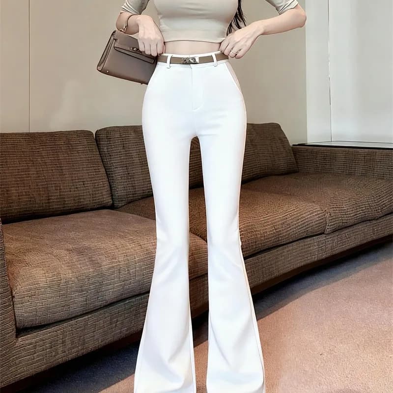 Pantaloni a Zampa Larga Modellanti da Donna con Cintura, Vita Alta, Lunghi, Versatili, Tendenza Moda Primavera 2026, Estetica Old Money