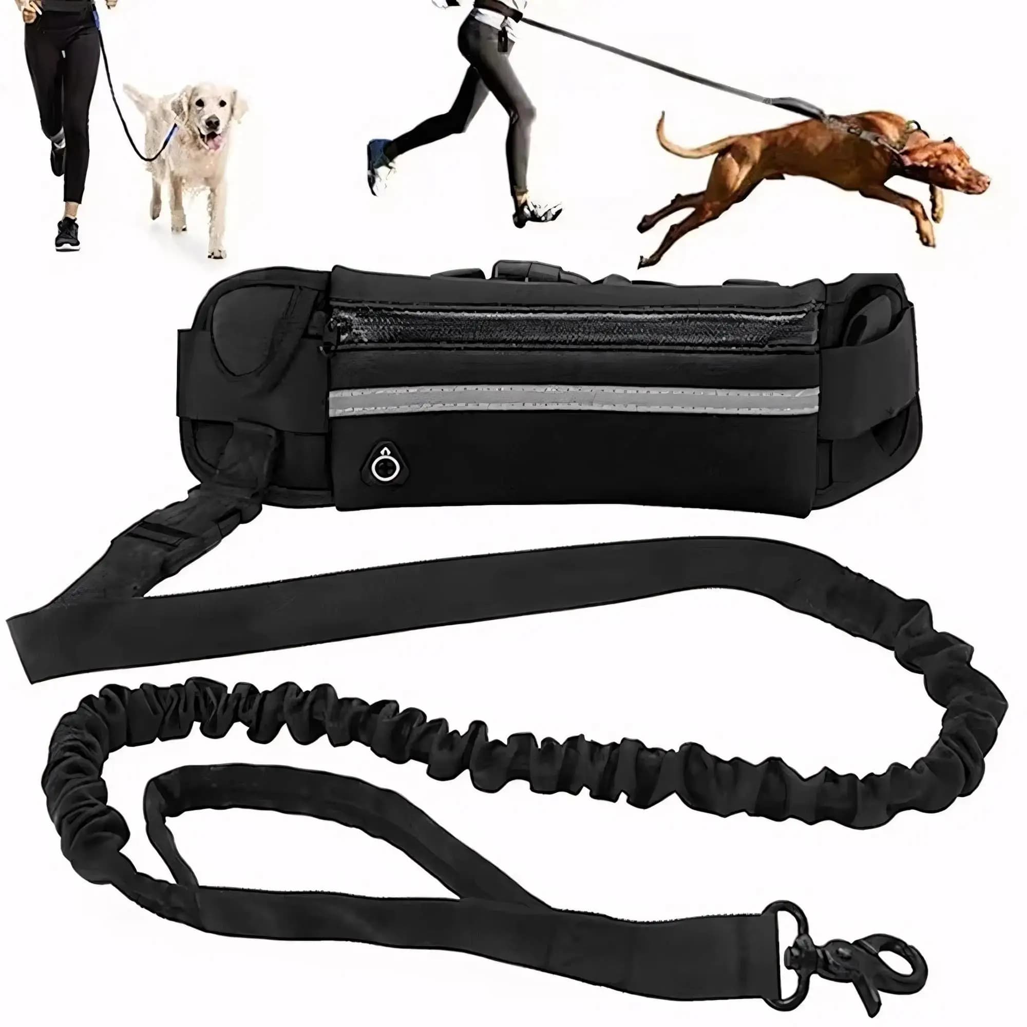 Hands Free Dog Leash with Adjustable Waist Belt Pack Reflective Bungee Pet Lead for Running Jogging Hiking Elastic Shock Absorbing Dog Training Gear Accessories for Medium Large Dogs