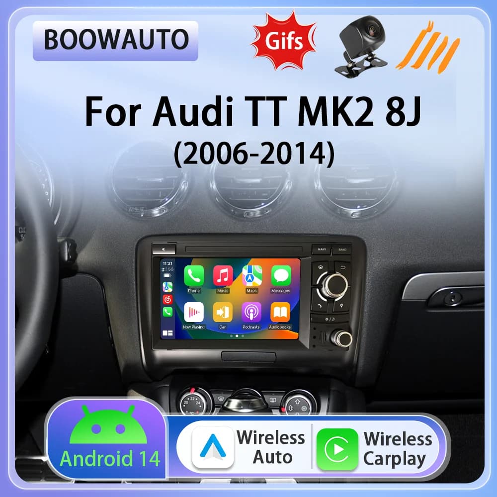 Wireless Carplay Auto Android 14 Autoradio Stereo Per Audi TT MK2 8J 2006 -2014 Auto GPS di Navigazione Lettore Video Multimediale 2DIN