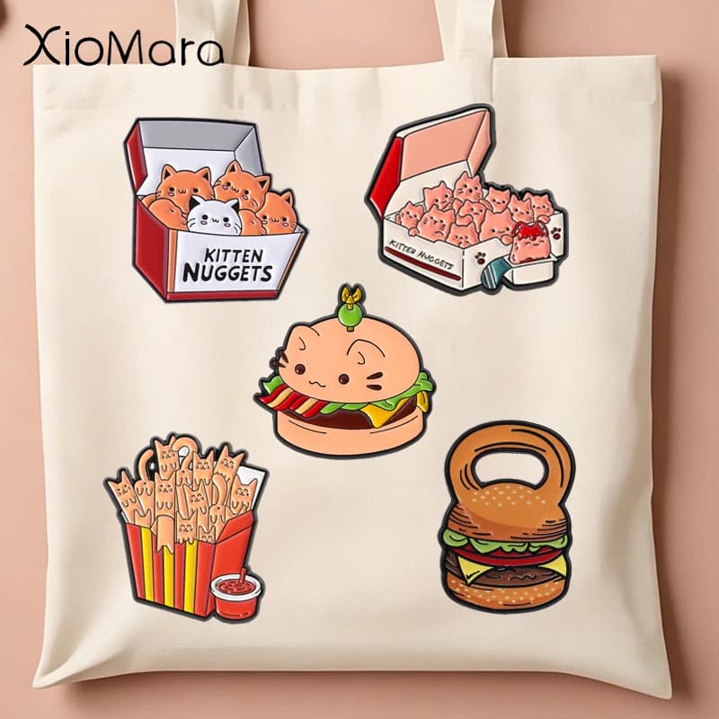 Spilla smaltata divertente a forma di hamburger e kettlebell, con umorismo nero e design di cibo delizioso, per attrezzature fitness, gioiello da borsa, regalo per amici