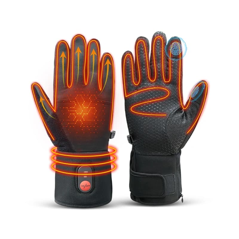 7.4V 3000mAh Heated Cowhide Leather Gloves, Electric Rechargeable Waterproof Touchscreen Winter Skiing Motorcycle Gloves