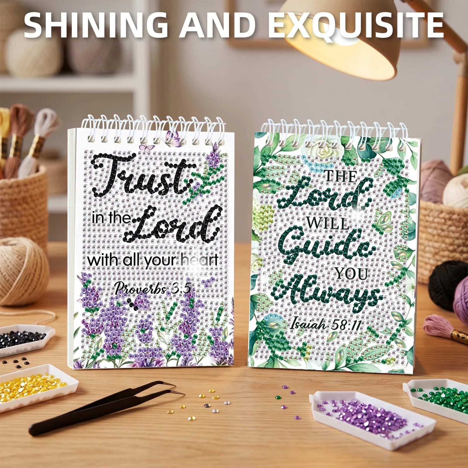 2pcs Gem Painting Blank Notebook Special Shaped Gem Art Sketchbook with Tools Diamond Art Hardcover Dairy Book for Adults Diary