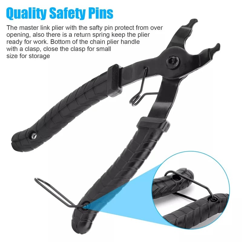 Pinza per fibbia a catena per collegamento bicicletta Morsetto per rimozione collegamento bici da strada Strumento di riparazione per rimozione collegamento a sgancio rapido Strumento per morsetto pulsante magico MTB