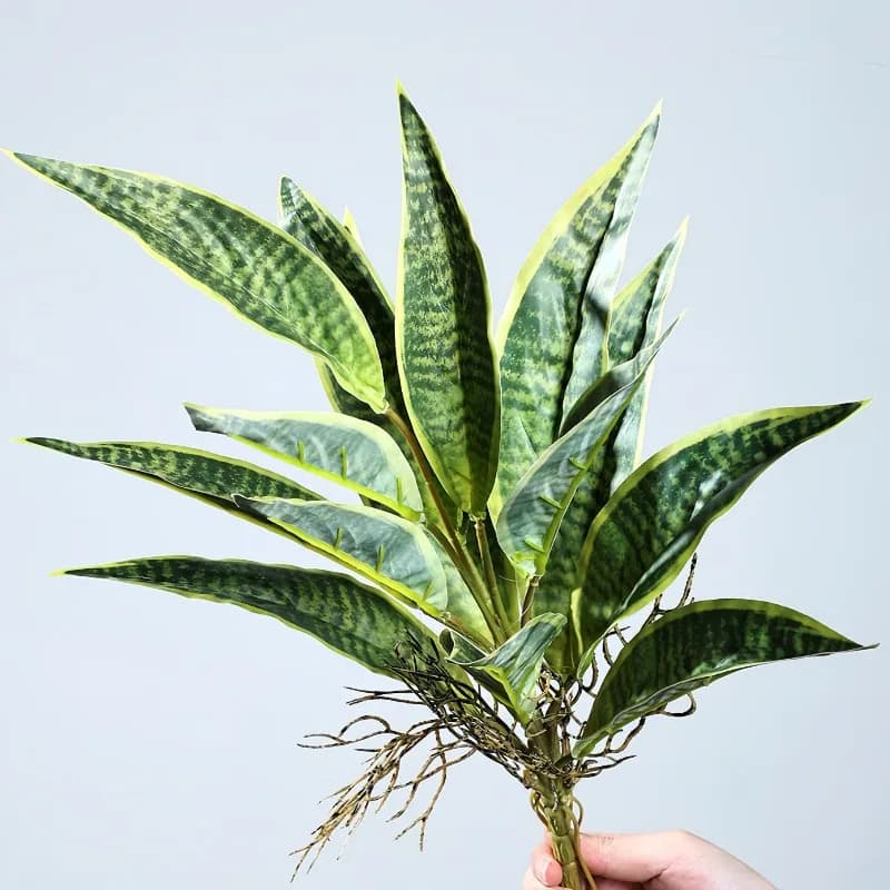 Set di 5 Piante Artificiali in Plastica, Sansevieria Realistica al Tatto, Ramo di Pianta Verde Simulata per Decorazione Soggiorno