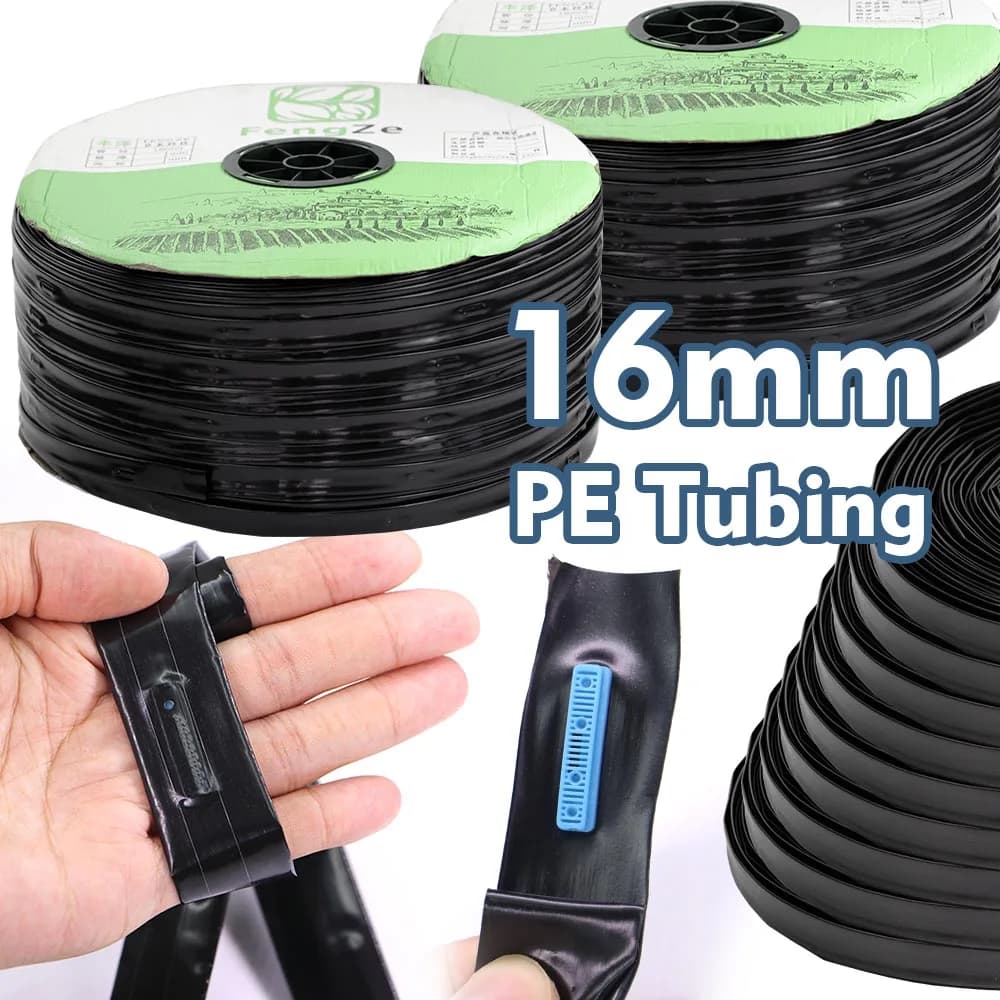 50/100m Nastro Gocciolante 16mm PE Tubi Spaziatura 10-40cm per Giardino Serra Irrigazione Agricolo Irrigazione Soaker Tubo Gocciolatore