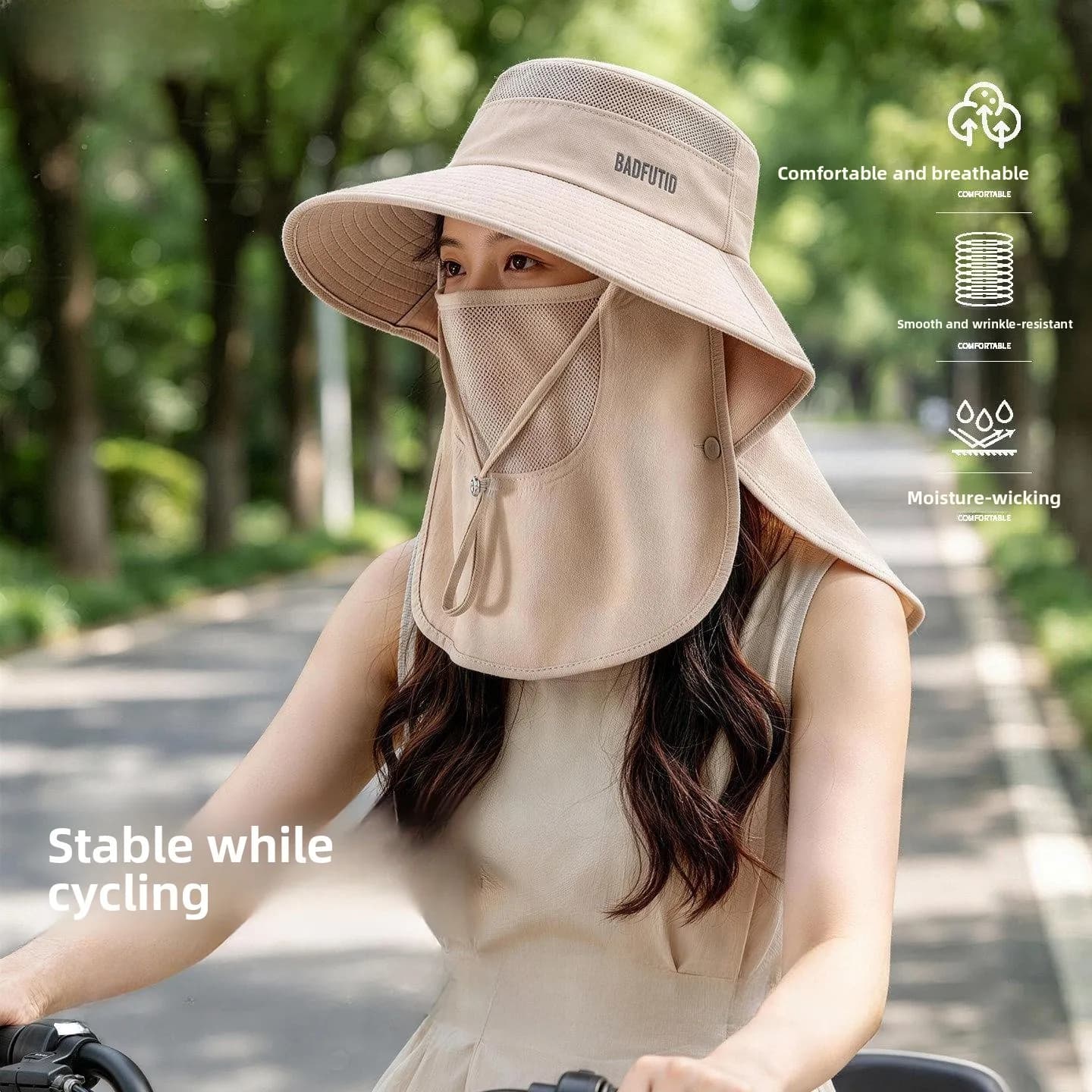 2026 New Large Brim Hat Sun Protection Face Mask Neck Protector Integrated Outdoor Cycling Polyester Fiber Unisex Hat