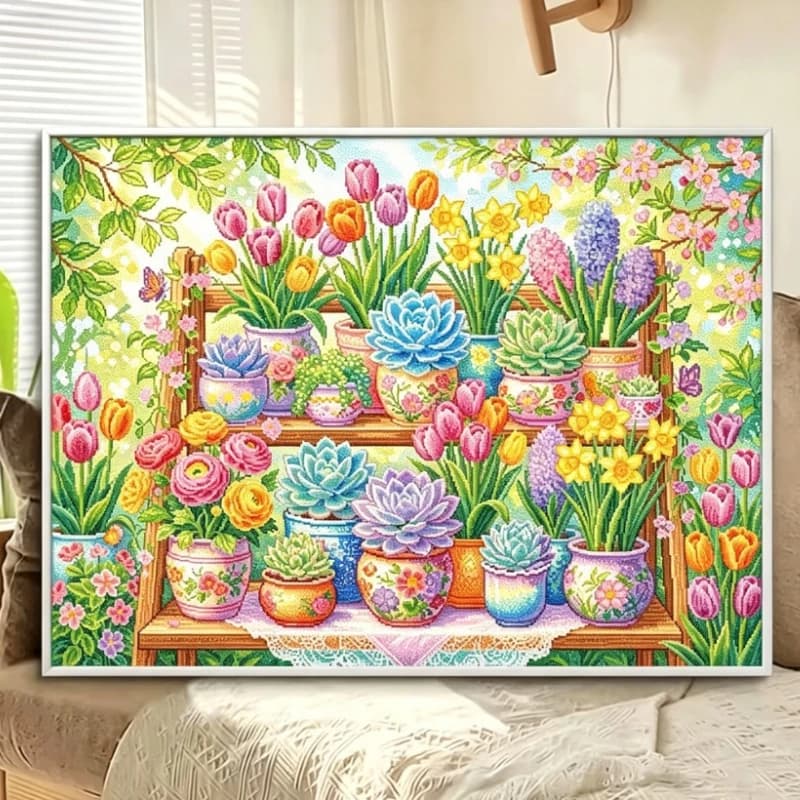 Tulip Succulent Digital Oil Painting Paint By Numbers Kit Canvas Hand Drawing Picture Home Wall Decor Art Gift for Friend Family