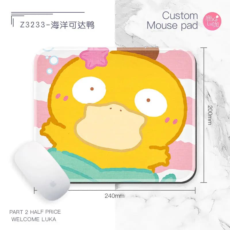 Tappetino per Mouse Anime Cartoon Pokemon, Pikachu Gengar Psyduck, Morbido e Carino, per Gaming e Ufficio, Regalo Originale