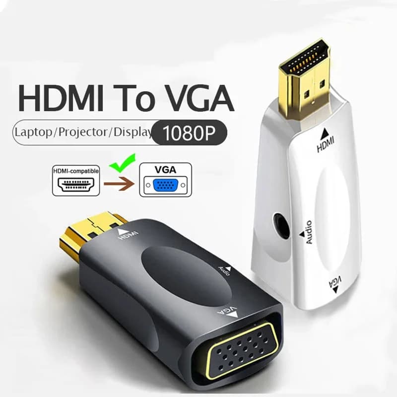 Convertitore Mini HDMI compatibile con VGA, adattatore convertitore maschio-femmina ampiamente compatibile, jack audio da 3,5 mm HD 1080P (1/2/3/4 pezzi)