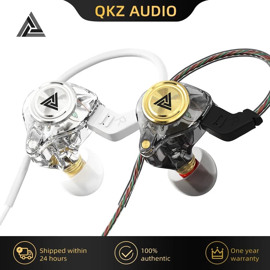 QKZ AK3 Auricolari stereo cablati con controllo tramite cavo, auricolari con suono Hi-Fi per smartphone IOS e Android, per ascoltare musica sportiva