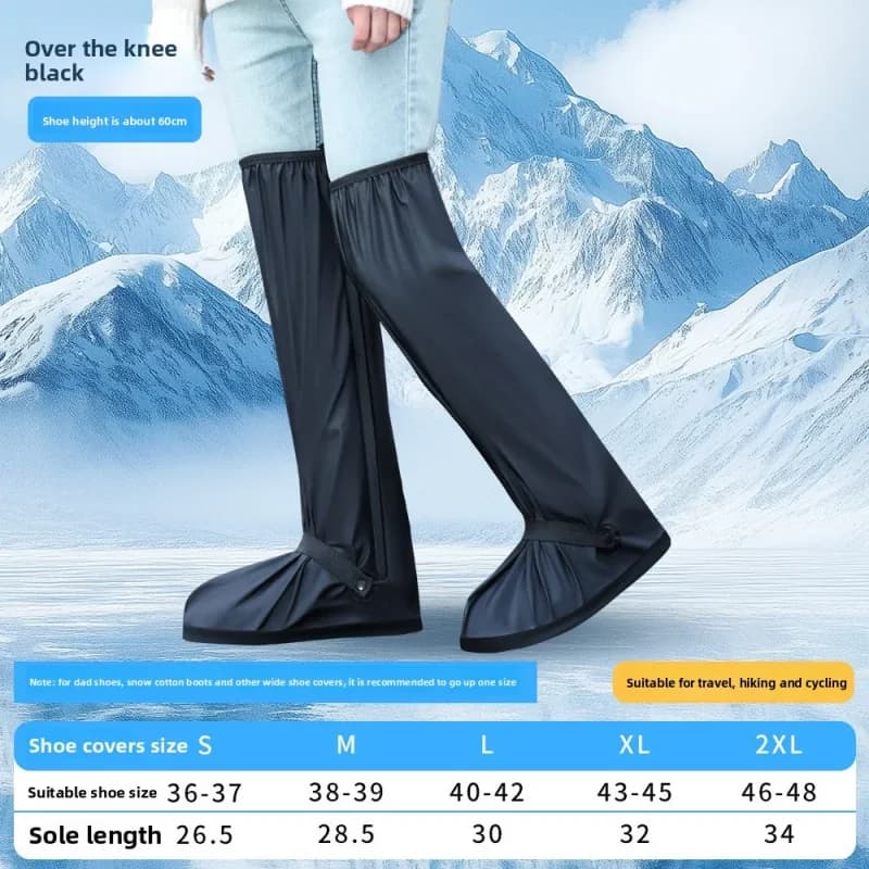 Copriscarpe impermeabili riutilizzabili sopra il ginocchio Copriscarpe per pantaloni Copriscarpe da ciclismo Copristivali antiscivolo Protezione per scarpe bagnate da pioggia e neve