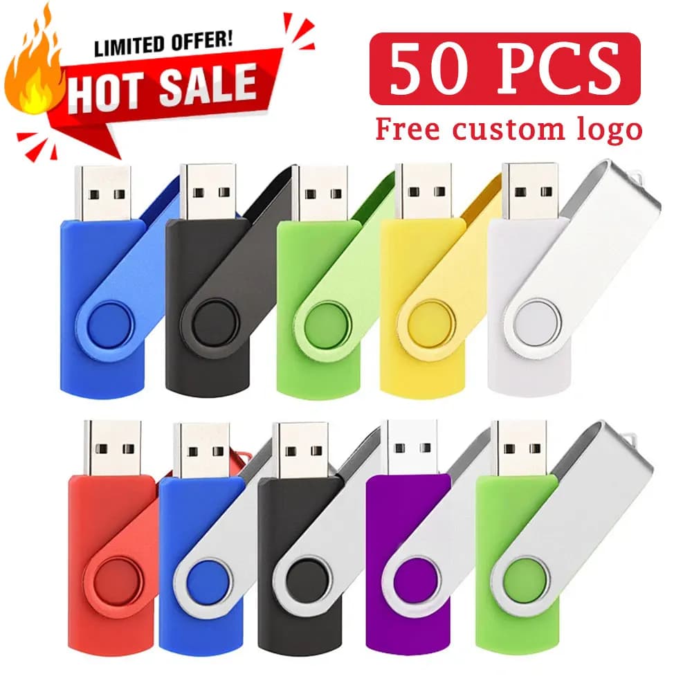 50 Pezzi/Lotto Chiavetta USB con Logo Personalizzabile 8GB 4GB 2GB 1GB, Pennetta USB 16GB, Memoria Flash 128MB 256MB 512MB, Regalo Creativo