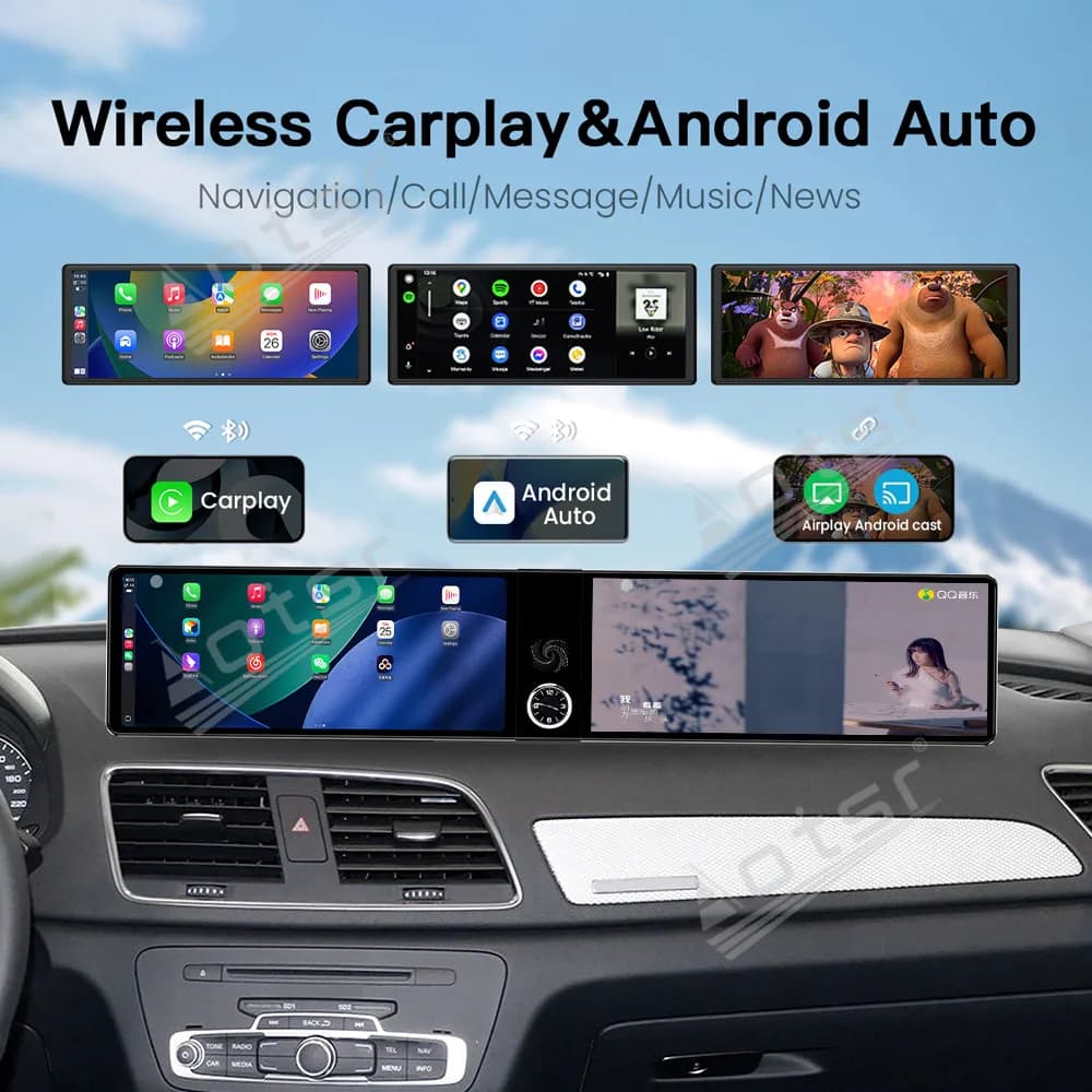 Sleek 12.3 Inch Dual HD Touch Android 13 GPS Navigation Radio Head Unit Wireless CarPlay Car Accessories For Audi Q3 2013-2019