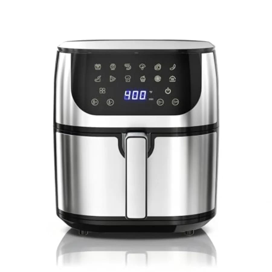 Air Fryer Large 12-in-1 from 8,5 Liters for Families, Rapid Air Technology 400°F for Croccantezza, Roasted Functions, Cooking, Dehydration, Heating, Anti-adhesive Basket Easy to Clean
