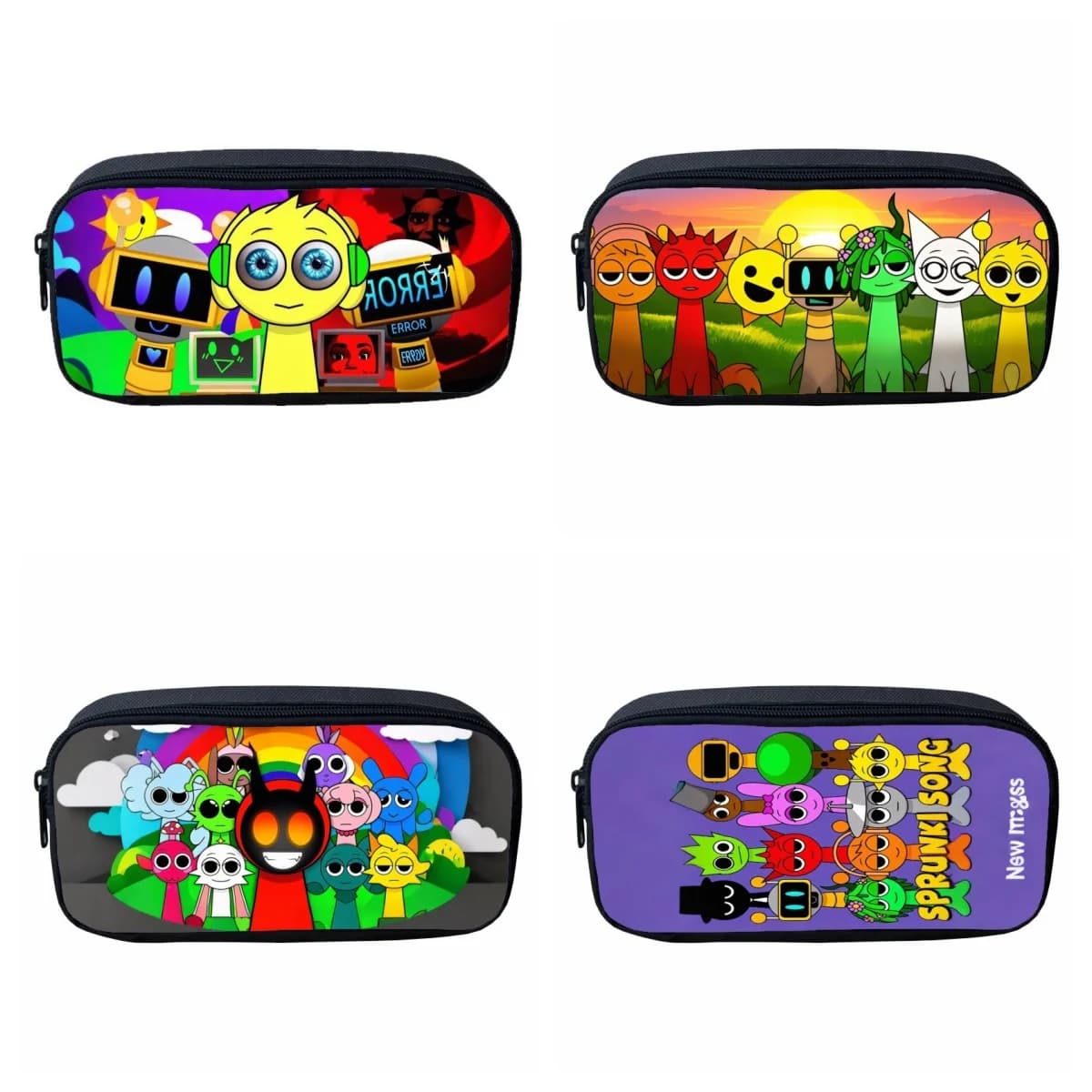 Sprunki Incredibox Rhythm Game Print Pencil Case, Cartoon Kids Students Stationery Pen Bag Fans Gift