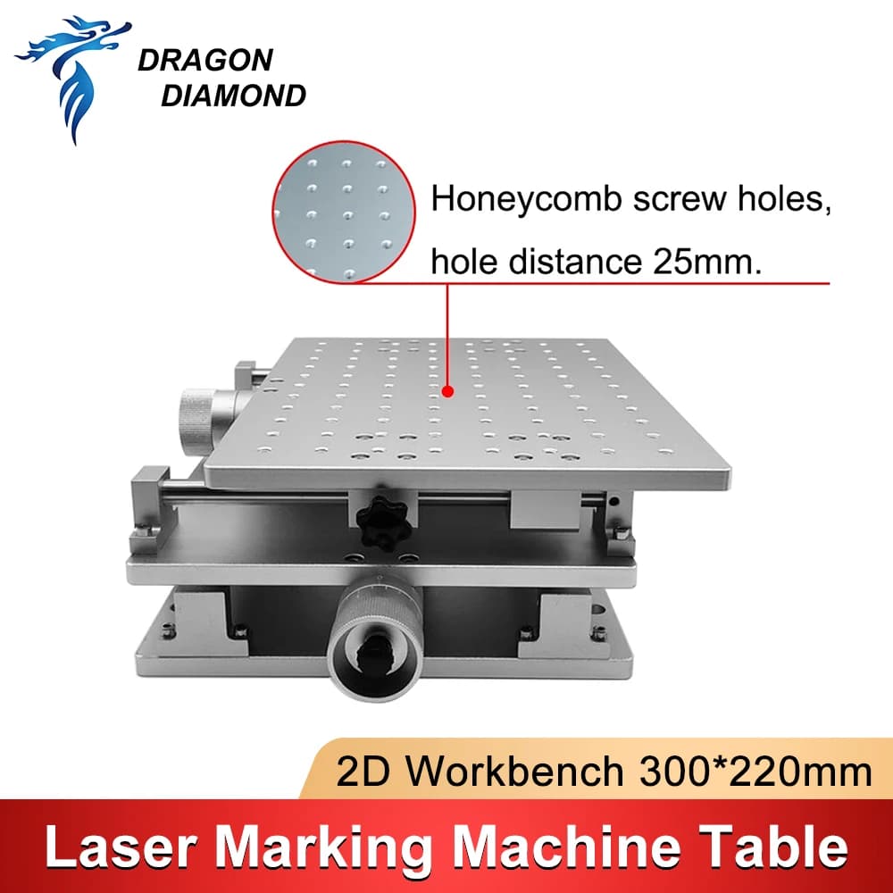 Working Table 2D 300*220mm with Movement on 2 Aces XY, Aluminum Workbench for Laser Marking and Engraving Machine CO2