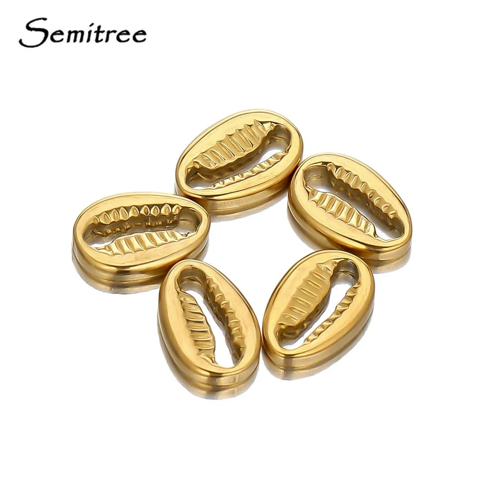 5pcs Stainless Steel Shell Pendants Charms Connectors for DIY Necklace Jewelry Making Accessories Findings Bracelets Supplies