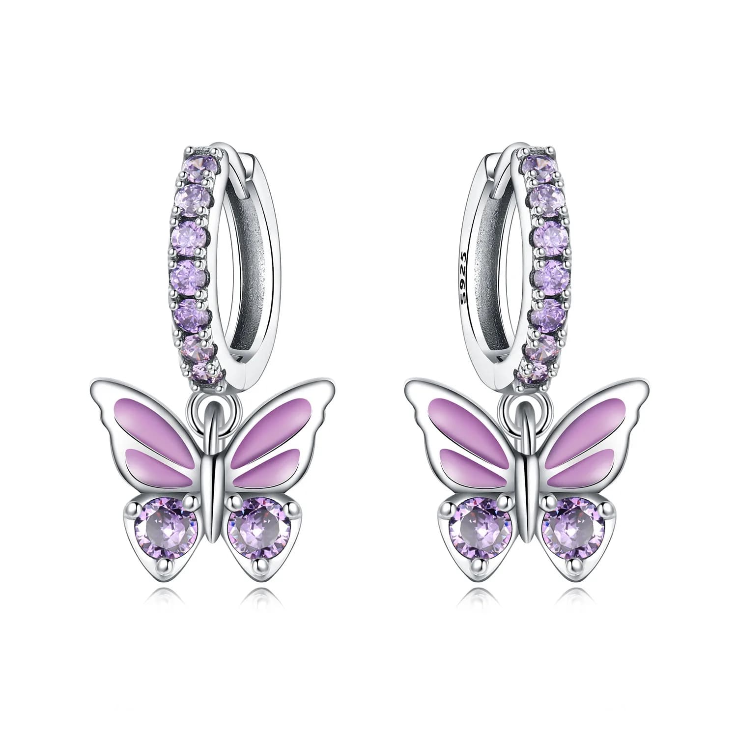 Orecchini a farfalla viola in argento 925 regalo di gioielli di lusso per gioielli di moda originali per feste di ragazze femminili