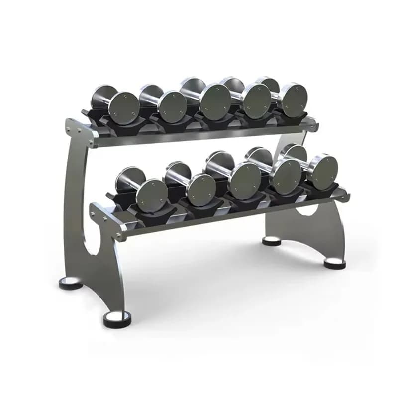 2-Tier Steel Dumbbell Storage Rack Polished Surface Stable Build For Commercial Fitness Equipment Use Best Choice