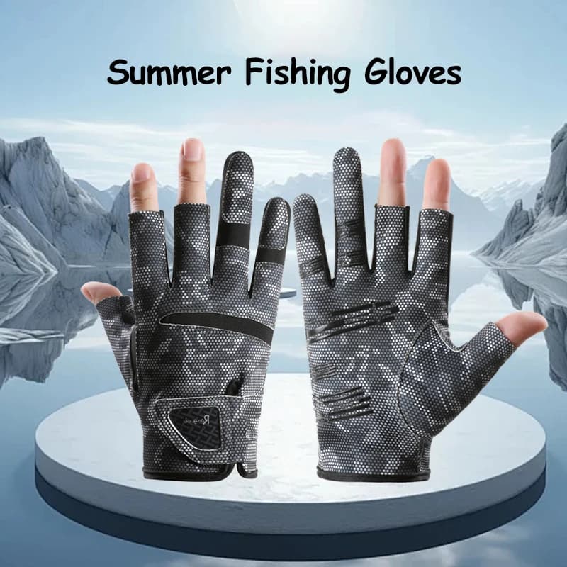 Summer Fishing Gloves Cycling Man Woman Non-slip Gloves Breathable Roll Fishing bait Camouflag Fishing glove with sun protective bait