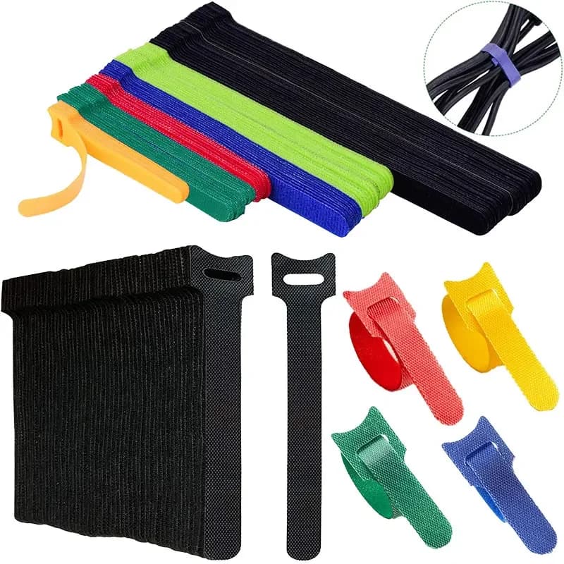100 pz Riutilizzabili Fascette per cavi di fissaggio Gancio e anello Fascetta per cavi Fascetta per cavi Gestione cavi Organizzatore per cavi regolabile Tie12/15/20 cm