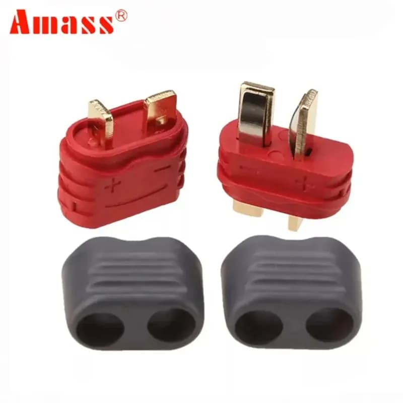 10 connettori Amass T Plug Deans con coperchio e guaina, coppia maschio-femmina per batterie Lipo RC, aerei, auto, elicotteri, giocattoli