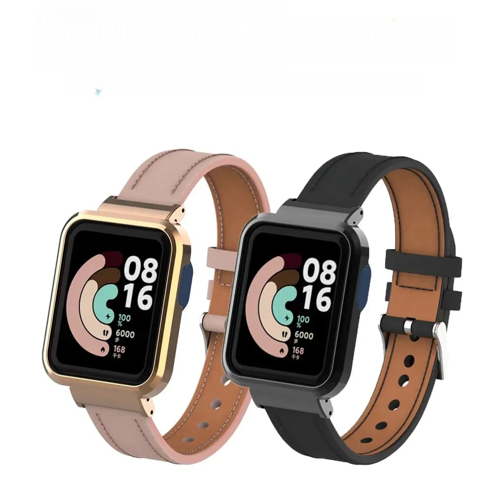 Leather Strap For Red Xiaomi Mi Watch 1/2 Lite Poco Watch Bracelet For Redmi Watch1/2 Lite Wristband Belt Smartwatch Accessories