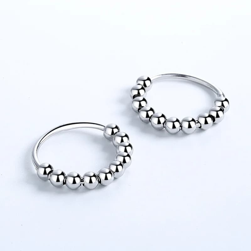 ZHOUYANG Spinner Beads Fidget Rings For Women colore argento antistress ansia anello dito gioielli ragazze all'ingrosso KAR045
