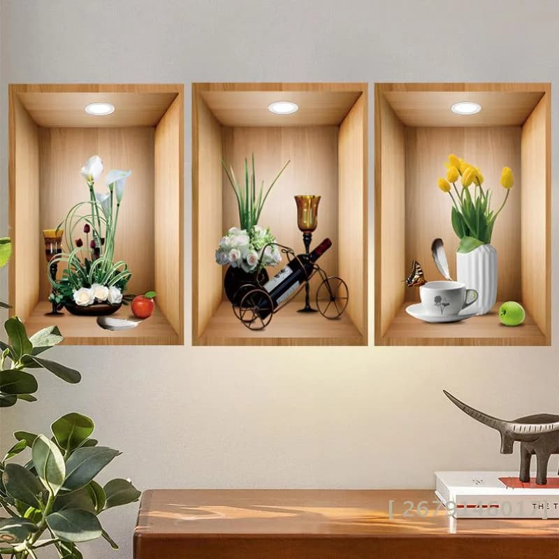 【YY26】3 pezzi/set Adesivi murali per vasi di piante in vaso, rimovibili, per la decorazione di camera da letto, soggiorno, cameretta dei bambini