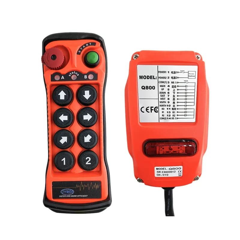 Nuovo radiocomando industriale wireless Q800 a 8 tasti a velocità singola per gru, sollevatori e carrelli elevatori
