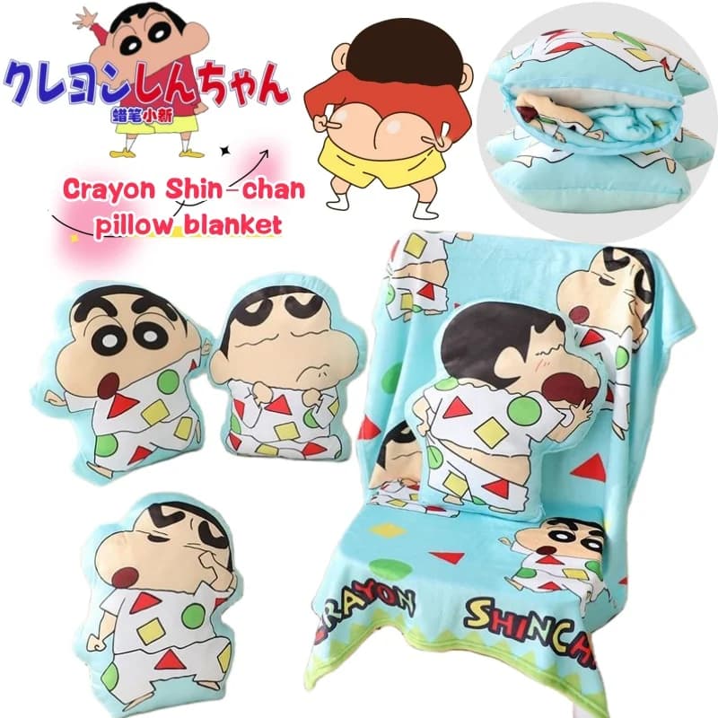 New Crayon Shin-chan Pillow Blanket Creative High-value Anime Cartoon DIY Cute Printed Home Couple Bedroom Soft Pillow Blanket