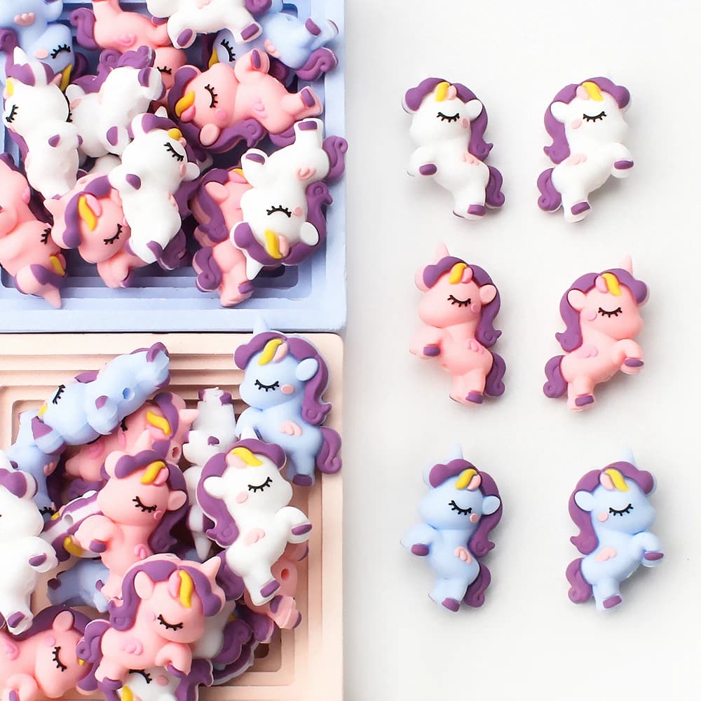 5/10/20PCS 3D Unicorno Perline di Silicone Animale Perline Focali per Portachiavi FAI DA TE Creazione di Gioielli Bracciali Collane Artigianato Fatto A Mano