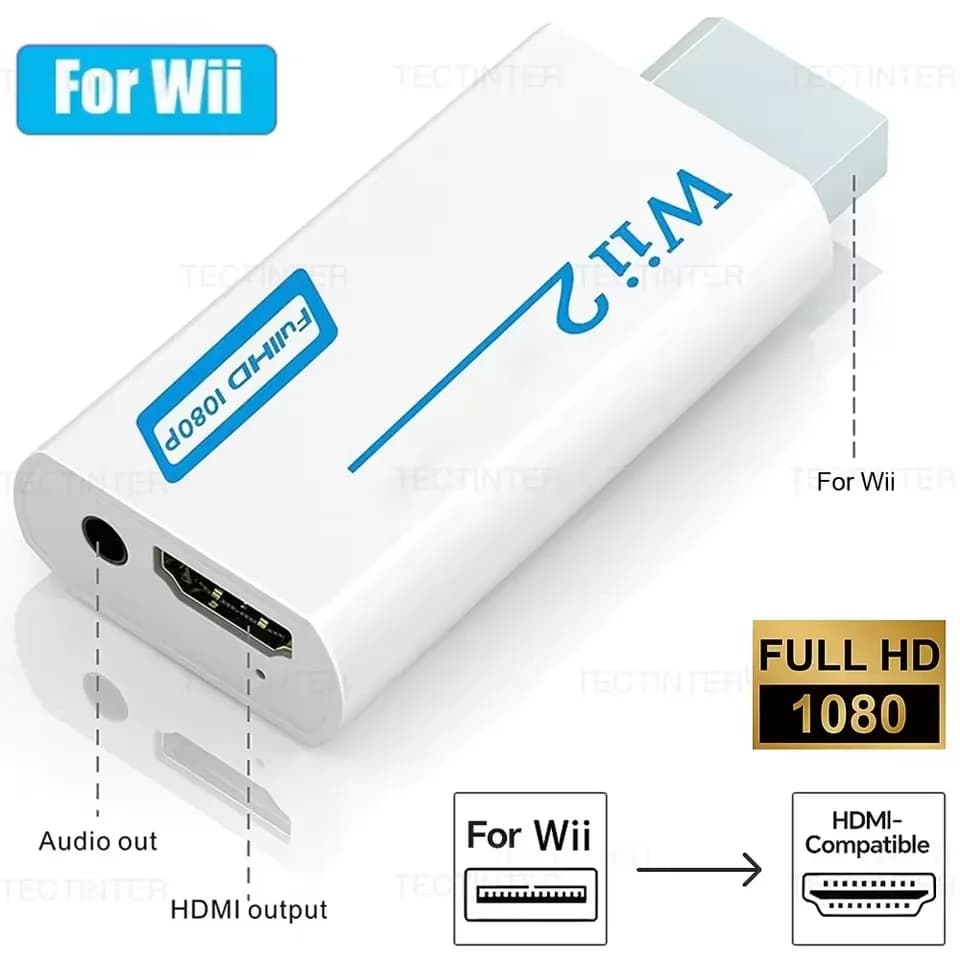 Convertitore Compatibile HDMI Full HD 1080P per Console Wii, Cavo Audio HDMI 3.5mm per PC, HDTV, Monitor e Display