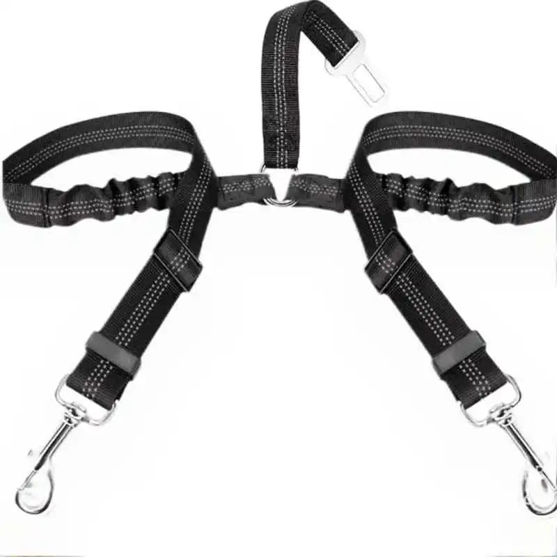 Cintura di sicurezza per cani, doppia cintura di sicurezza per cani Guinzaglio di sicurezza per veicoli regolabile con buffer elastico elastico, riflettente senza groviglio a forma di Y due