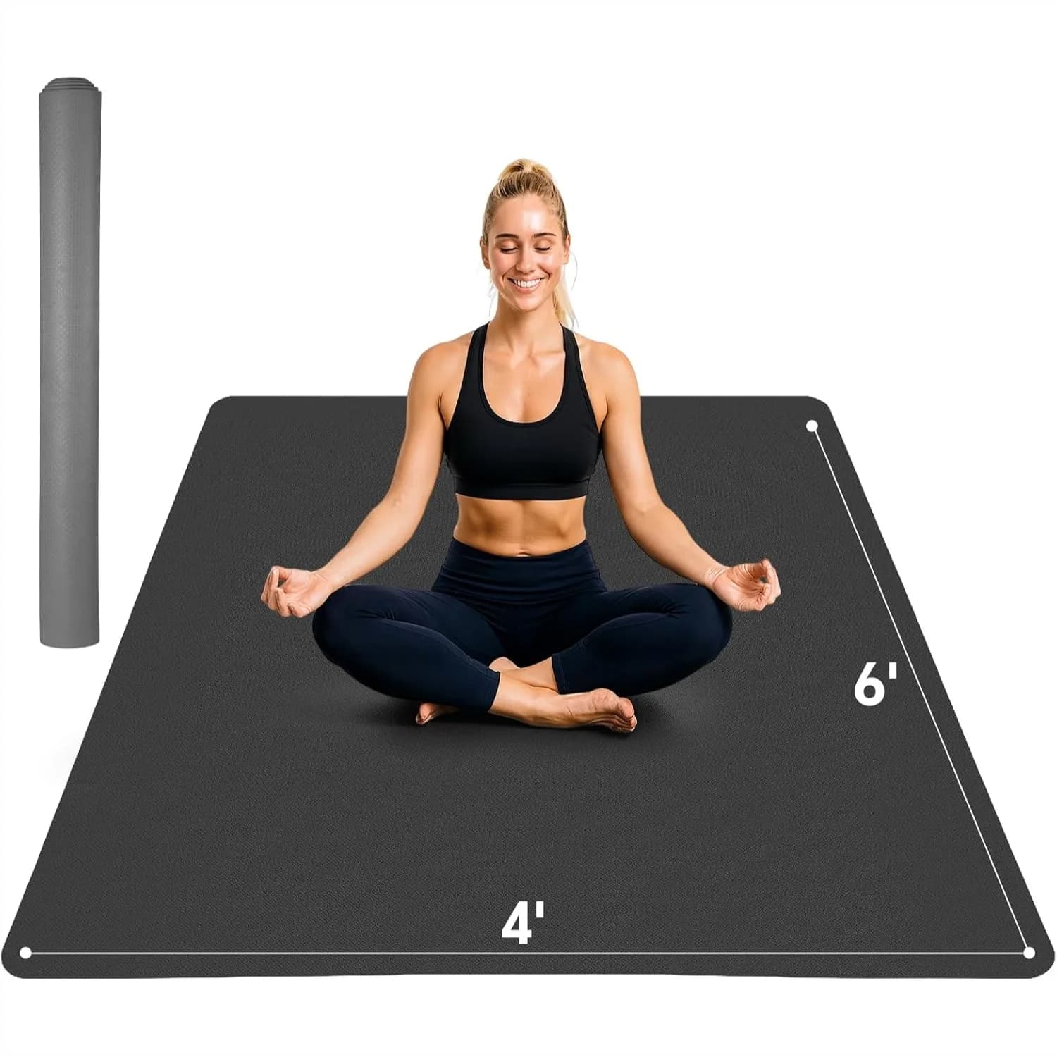 Tappetino Yoga Extra Large 6x4 ft, Antiscivolo e Spesso, per Allenamenti a Casa, Pilates e Stretching