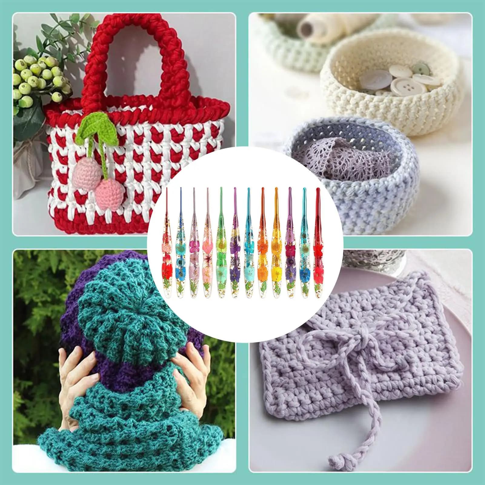 Ergonomic Crochet Hooks 9 Pieces Crocheting Supplies Knitting Yarn Hook For Women Girls Wives Hobbyists Beginners Professional