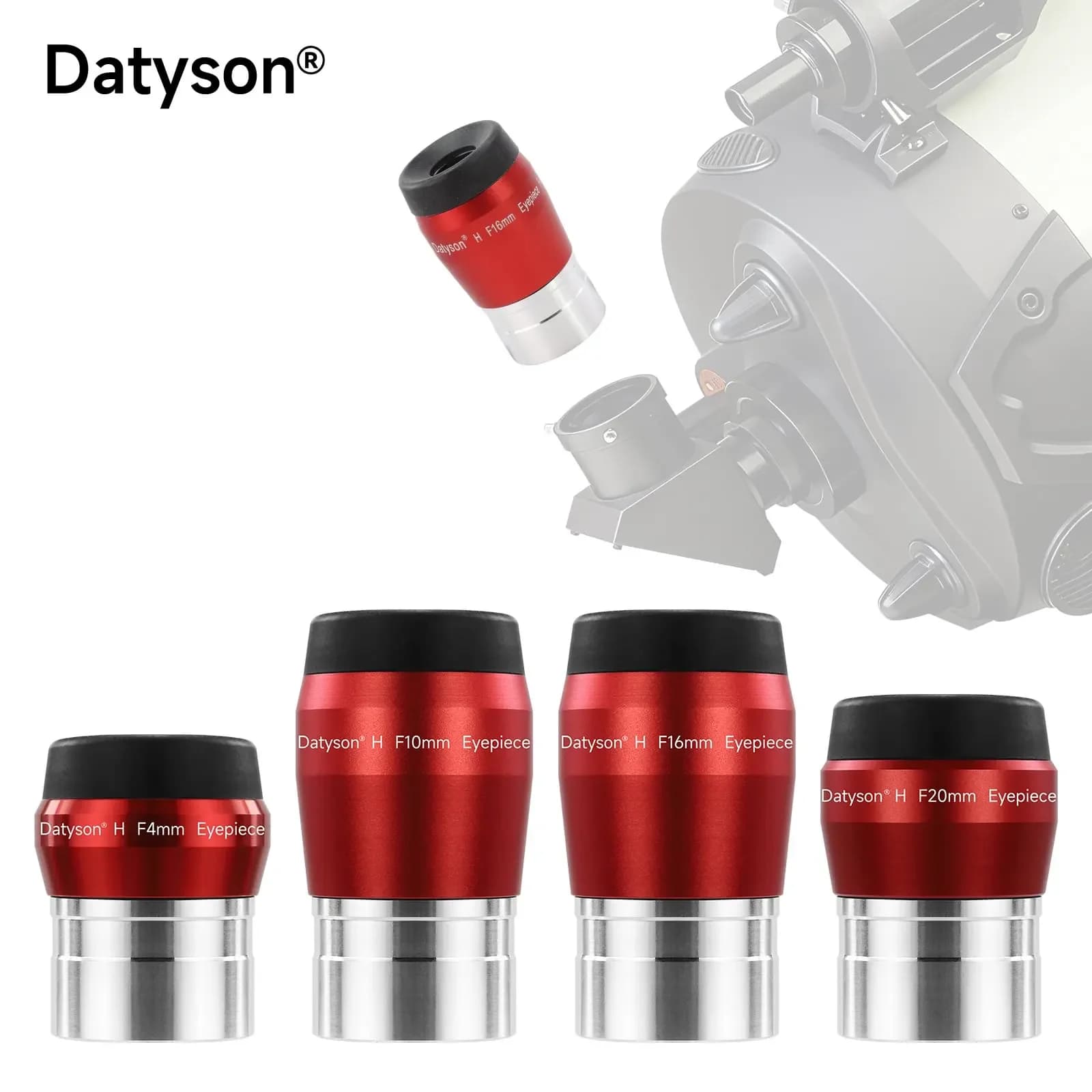 Kit Oculare Datyson 1.25 Pollici H 4/10/16/20mm FMC con Rivestimento Verde in Metallo per Telescopio Astronomico