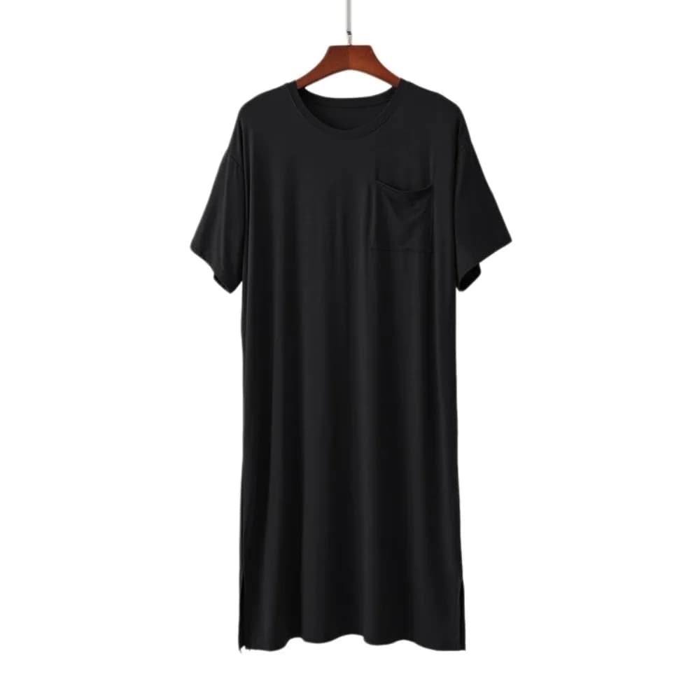 Loose Knee-Length Men's Sleeping Dress Plus Size Soft Night-robe Elastic Thin Bathrobe Boy