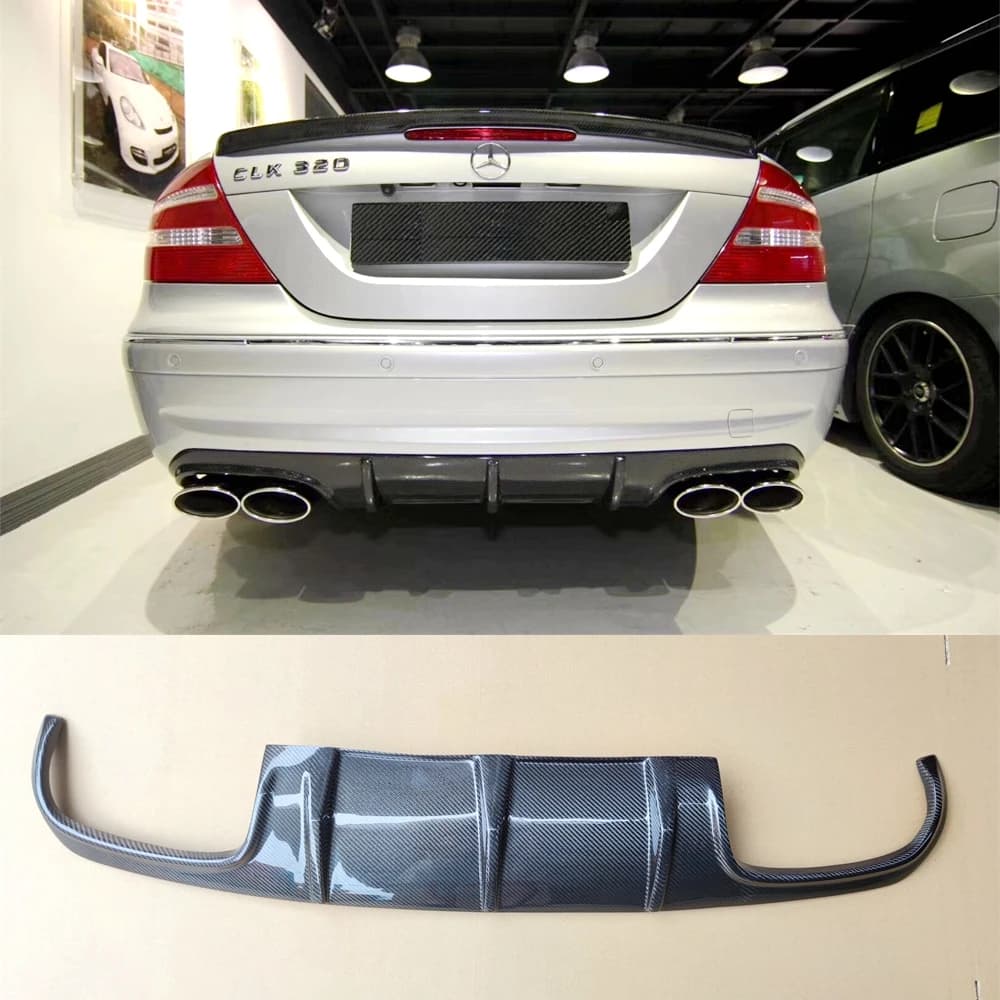 W209 Diffuser True carbon fiber Rear Bumper Exhaust Diffuser Lip Spoiler for Mercedes-benz Clk Class W209 Amg Style 2003-up