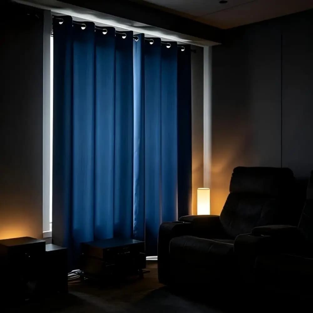 200064 Tibetan blue full blackout thick curtain