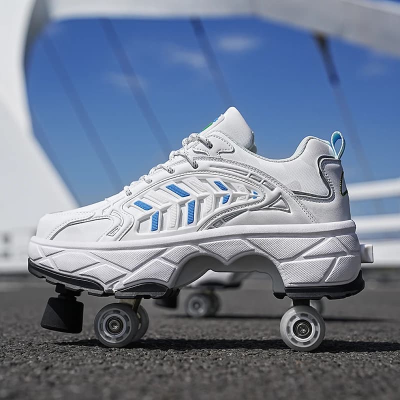 Wheelchairs for children with four wheels, push-button retractable ribbon brakes, stable for sliding on the road, shoes with wear-resistant wheels for children