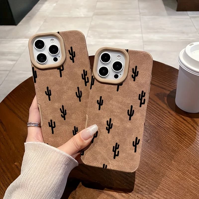 Black cactus pattern phone case suitable for iPhone 17 16 15 14 13 12 11 Pro/Max/Plus anti drop and shockproof back cover