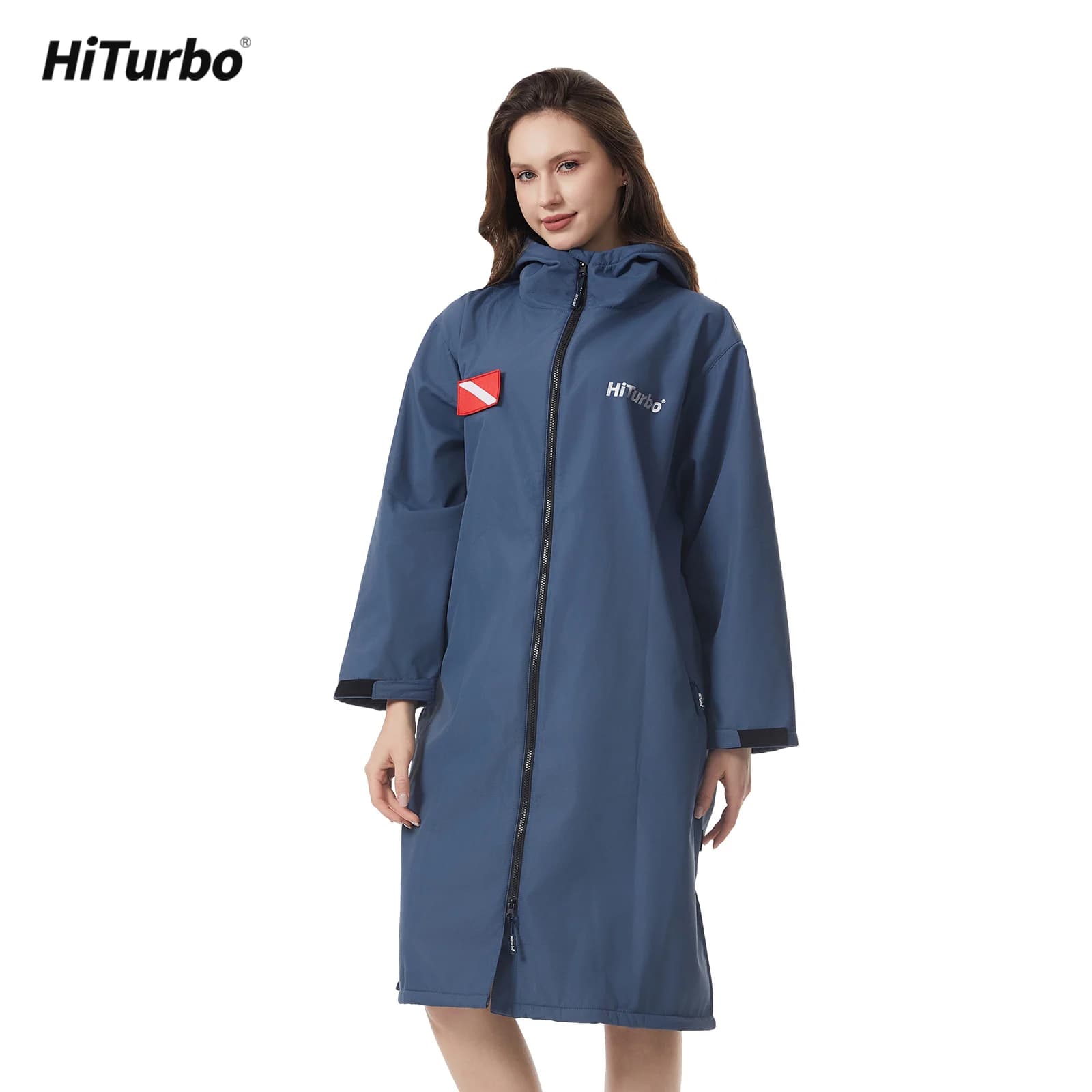 Hiturbo Long-sleeve Waterproof Zip-up Cloak, Windproof And Warm Bathrobe For Beach Diving, Swimming, And Surfing, Quick-drying Absorbent Cape Suitable For Multiple Scenarios, One Size Fits All