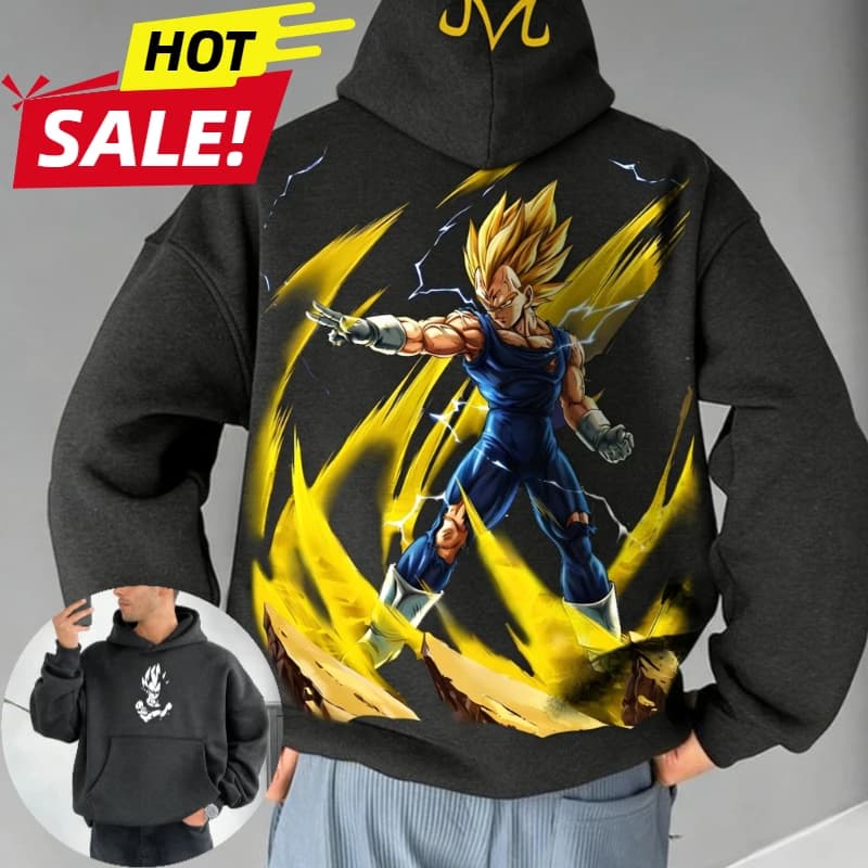 Felpa con Cappuccio Vintage Saiyan Vegeta Dragon Ball, Streetwear Harajuku, Oversize Invernale per Uomo e Donna, Manica Lunga, Stile Y2k