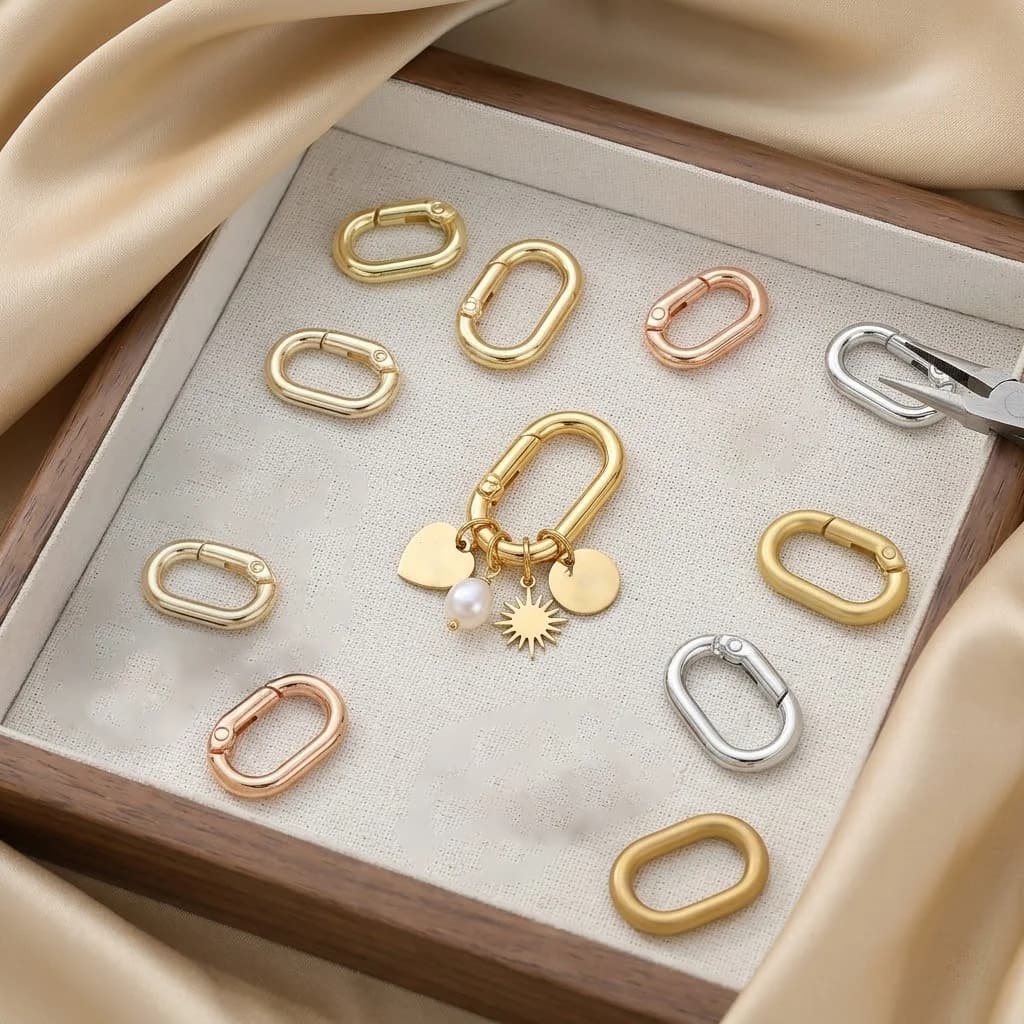 5 pz/lotto Connettore a molla ovale in metallo per fai da te, per portachiavi, collane, bracciali, chiusure, forniture per la creazione di gioielli, componenti per artigianato
