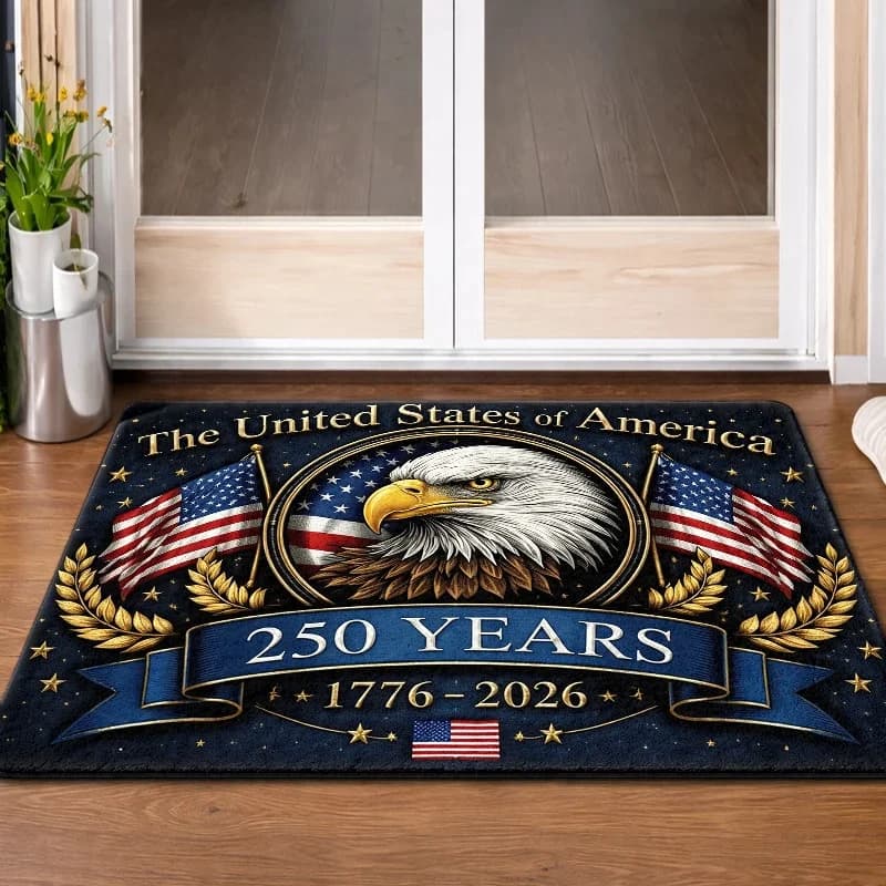 Tappetino Patriottico per il 250° Anniversario degli USA, Design con Aquila Americana e Bandiera, Tappeto Antiscivolo per Ingresso, Decorazione per la Casa e Regalo per il Giorno dell'Indipendenza