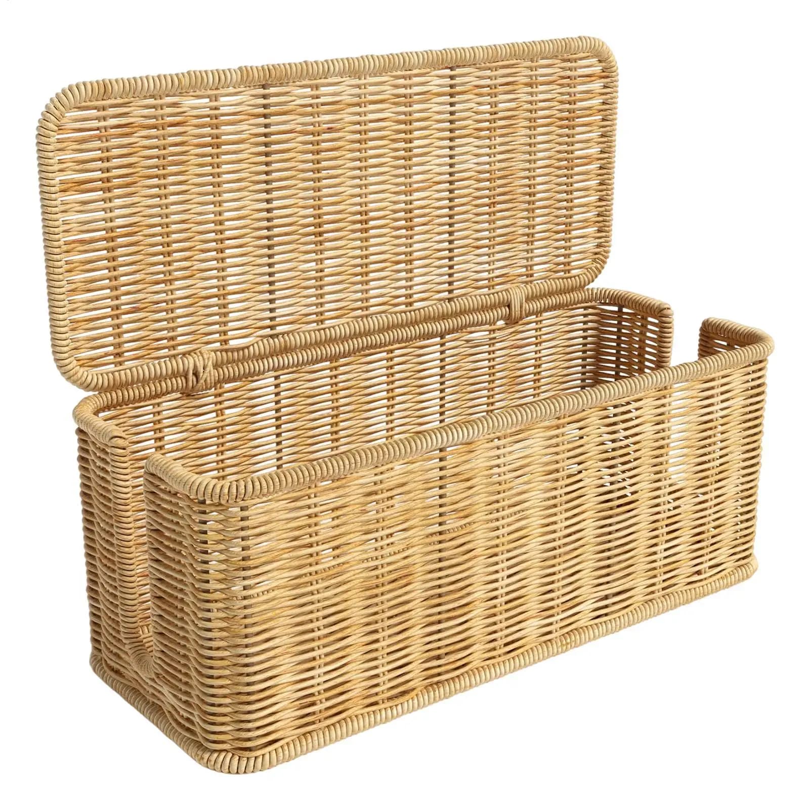 Scatola per la gestione dei cavi in rattan resistente, organizer per cavi con 2 slot aperti, contenitore per nascondere i cavi, organizer per cavi sotto la scrivania