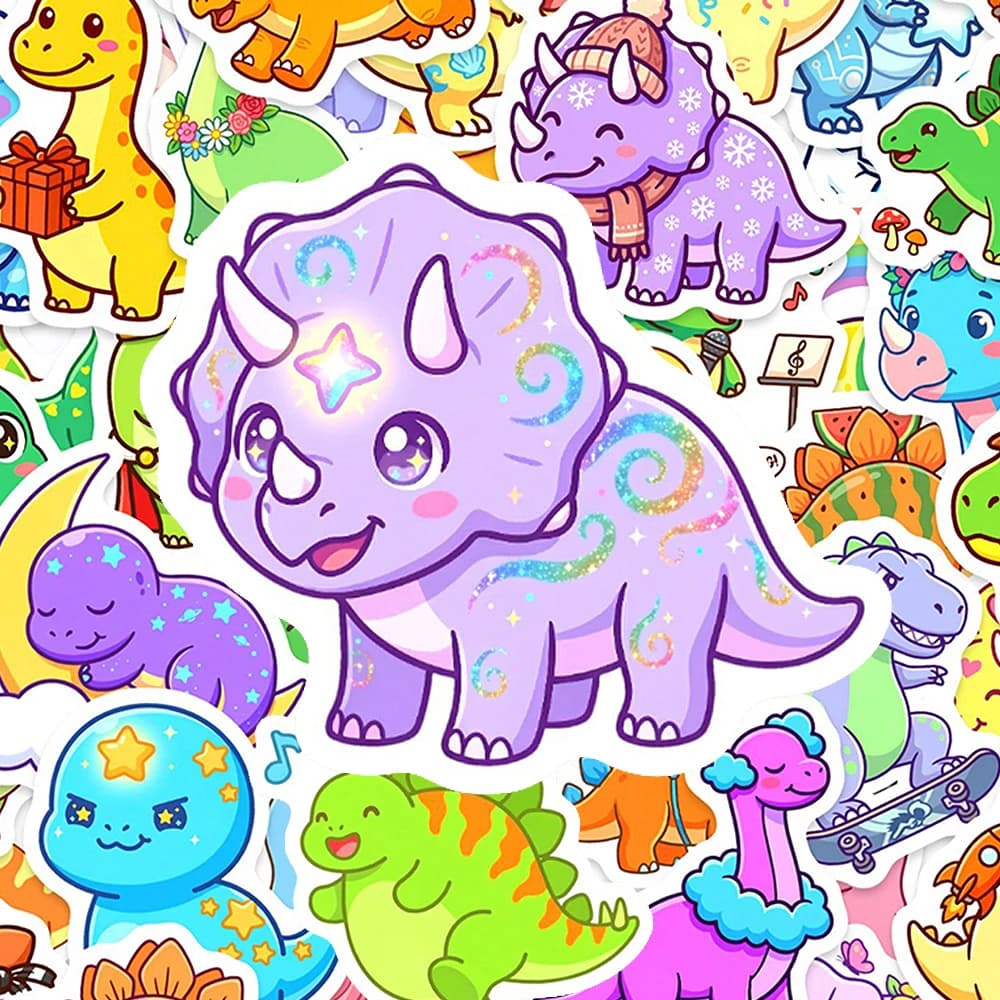 10/30/50pcs Cute Cartoon Colorful Dinosaur Stickers Kawaii Graffiti Sticker DIY Water Bottle Phone Luggage Bike Decals Wholesale