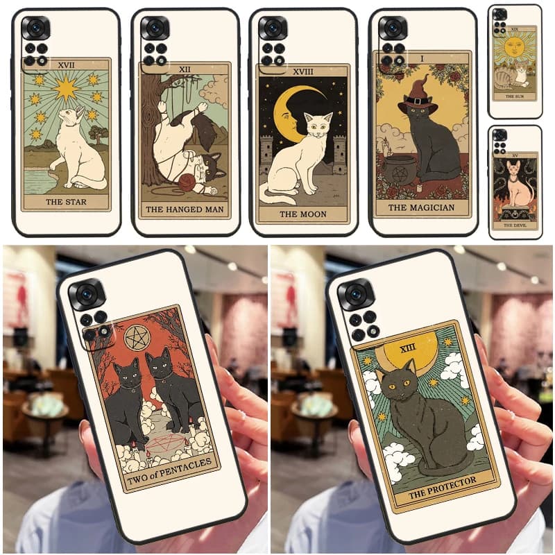 Carta dei tarocchi Simpatici gatti d'arte Fonda per Xiaomi Redmi Nota 14 Pro 9 10 11 12 13 Pro 10S 11S 12S Redmi 10C 12C 13C 14C Custodia